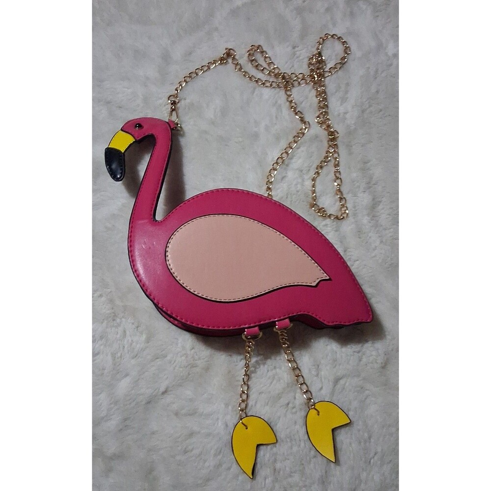 Cute Pink Flamingo Crossbody Bag with Chain